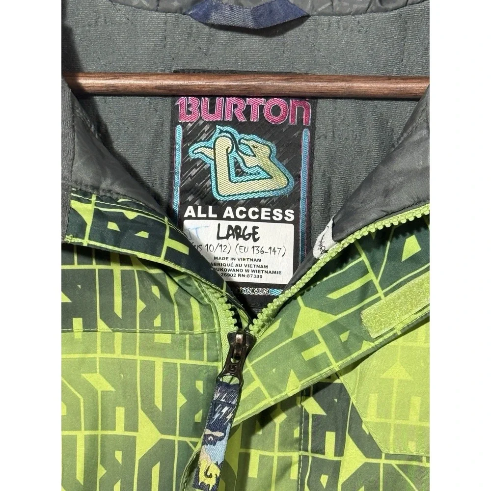 Burton Jacket Youth Large 10-12 Gray Green  Hooded Snowboard All Access Winter